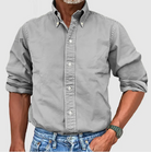 Button-Up Shirt - Long Sleeve - Collared - Denim Shirt - Men's Clothing-Men Shirt-Chaps of London-Gray-S-Chaps of London