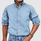 Button-Up Shirt - Long Sleeve - Collared - Denim Shirt - Men's Clothing-Men Shirt-Chaps of London-Light Blue-S-Chaps of London