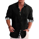Button-Up Shirt | Long Sleeve | Lightweight | Collared Shirt | Mens Casual Dress Shirts-Men’s button-up shirt-Chaps of London-Black-S-Chaps of London