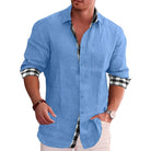 Button-Up Shirt | Long Sleeve | Lightweight | Collared Shirt | Mens Casual Dress Shirts-Men’s button-up shirt-Chaps of London-Blue-S-Chaps of London
