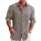 Button-Up Shirt | Long Sleeve | Lightweight | Collared Shirt | Mens Casual Dress Shirts-Men’s button-up shirt-Chaps of London-Gray-S-Chaps of London