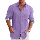 Button-Up Shirt | Long Sleeve | Lightweight | Collared Shirt | Mens Casual Dress Shirts-Men’s button-up shirt-Chaps of London-Purple-S-Chaps of London