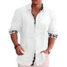 Button-Up Shirt | Long Sleeve | Lightweight | Collared Shirt | Mens Casual Dress Shirts-Men’s button-up shirt-Chaps of London-White-S-Chaps of London
