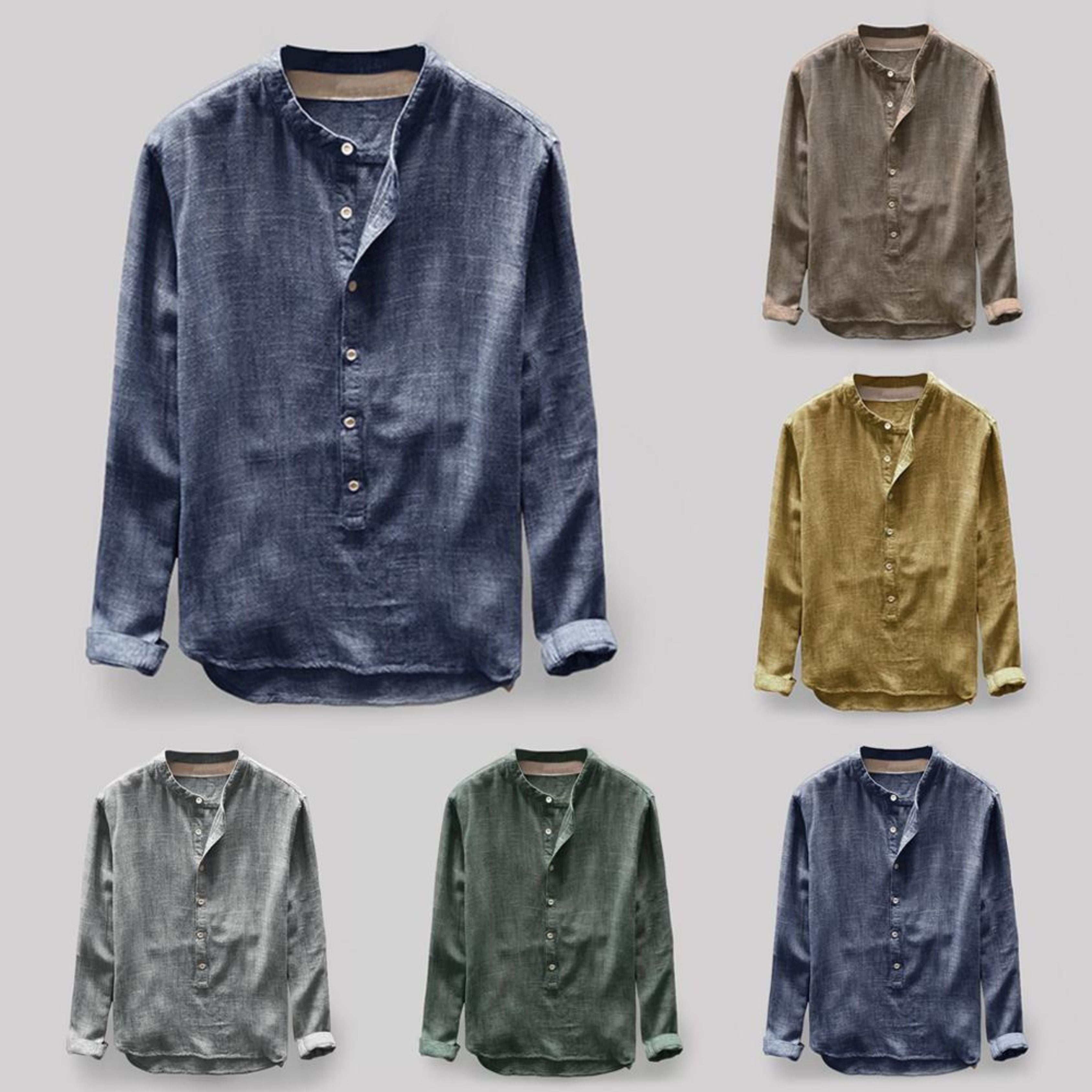 Button-Up Shirt - Long Sleeve - Loose Fit - Henley Shirt - Men's Shirt-Chaps of London-Chaps of London