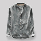 Button-Up Shirt - Long Sleeve - Loose Fit - Henley Shirt - Men's Shirt-Chaps of London-Grey-M-Chaps of London
