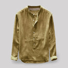 Button-Up Shirt - Long Sleeve - Loose Fit - Henley Shirt - Men's Shirt-Chaps of London-Yellow-M-Chaps of London