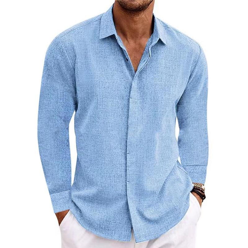 Button-Up Shirt - Long Sleeve - Regular Fit - Collared Shirt - Shirts for Men-Men's Top-Chaps of London-Blue-S-Chaps of London