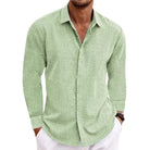 Button-Up Shirt - Long Sleeve - Regular Fit - Collared Shirt - Shirts for Men-Men's Top-Chaps of London-Green-S-Chaps of London