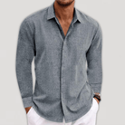 Button-Up Shirt - Long Sleeve - Regular Fit - Collared Shirt - Shirts for Men-Men's Top-Chaps of London-Grey-S-Chaps of London