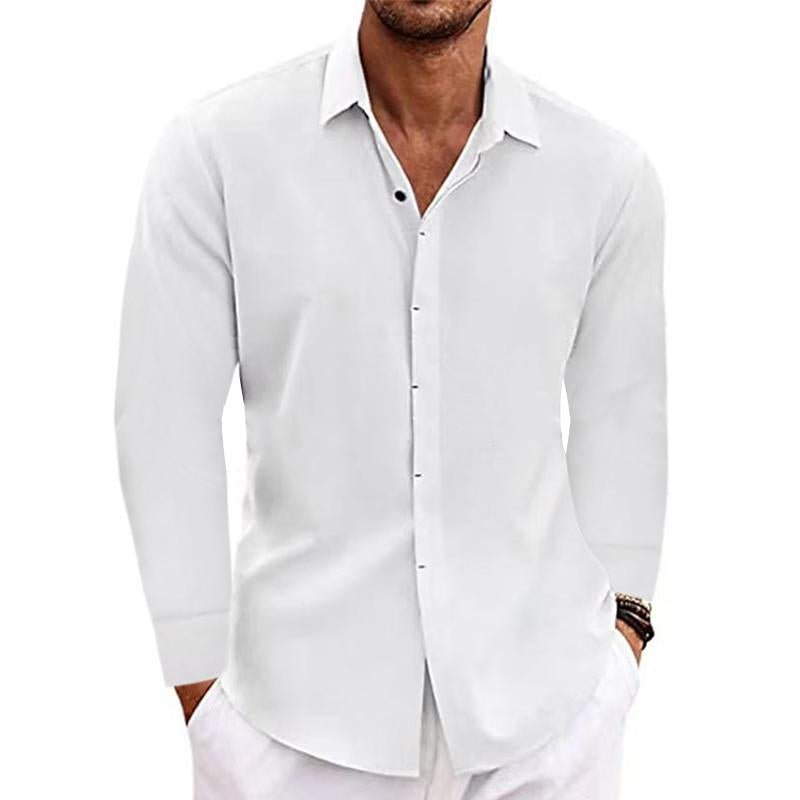 Button-Up Shirt - Long Sleeve - Regular Fit - Collared Shirt - Shirts for Men-Men's Top-Chaps of London-White-S-Chaps of London