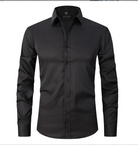 Button-Up Shirt | Long Sleeve | Slim Fit | Dress Shirt | Men's Non Iron Shirt-Hemden-Chaps of London-Black-S-Chaps of London