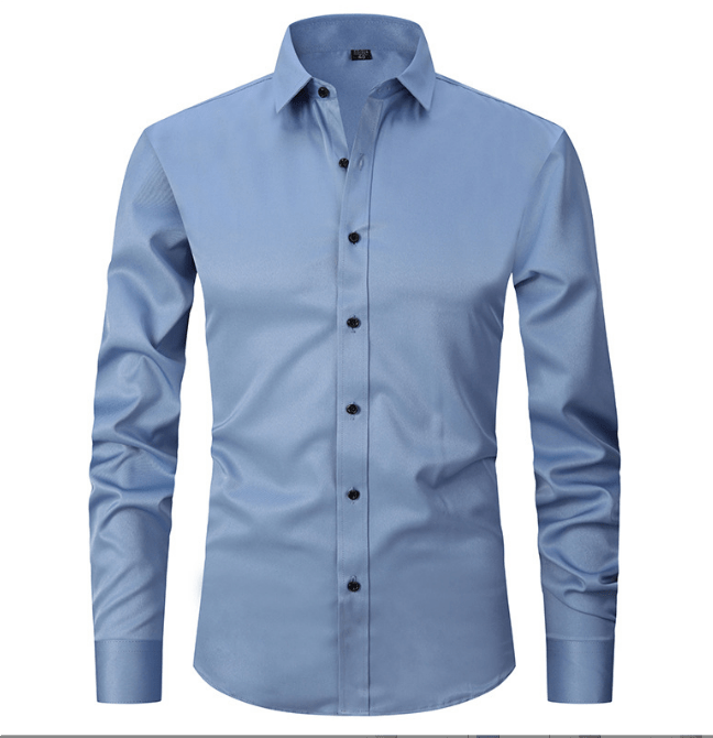 Button-Up Shirt | Long Sleeve | Slim Fit | Dress Shirt | Men's Non Iron Shirt-Hemden-Chaps of London-Blue-S-Chaps of London