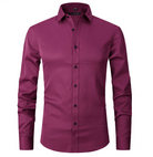 Button-Up Shirt | Long Sleeve | Slim Fit | Dress Shirt | Men's Non Iron Shirt-Hemden-Chaps of London-Burgundy Red-S-Chaps of London