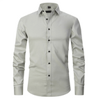 Button-Up Shirt | Long Sleeve | Slim Fit | Dress Shirt | Men's Non Iron Shirt-Hemden-Chaps of London-Light Gray-S-Chaps of London