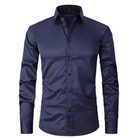 Button-Up Shirt | Long Sleeve | Slim Fit | Dress Shirt | Men's Non Iron Shirt-Hemden-Chaps of London-Navy Blue-S-Chaps of London
