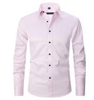 Button-Up Shirt | Long Sleeve | Slim Fit | Dress Shirt | Men's Non Iron Shirt-Hemden-Chaps of London-Pink-S-Chaps of London
