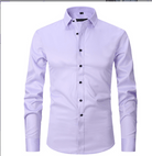 Button-Up Shirt | Long Sleeve | Slim Fit | Dress Shirt | Men's Non Iron Shirt-Hemden-Chaps of London-Purple-S-Chaps of London