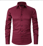 Button-Up Shirt | Long Sleeve | Slim Fit | Dress Shirt | Men's Non Iron Shirt-Hemden-Chaps of London-Red-S-Chaps of London