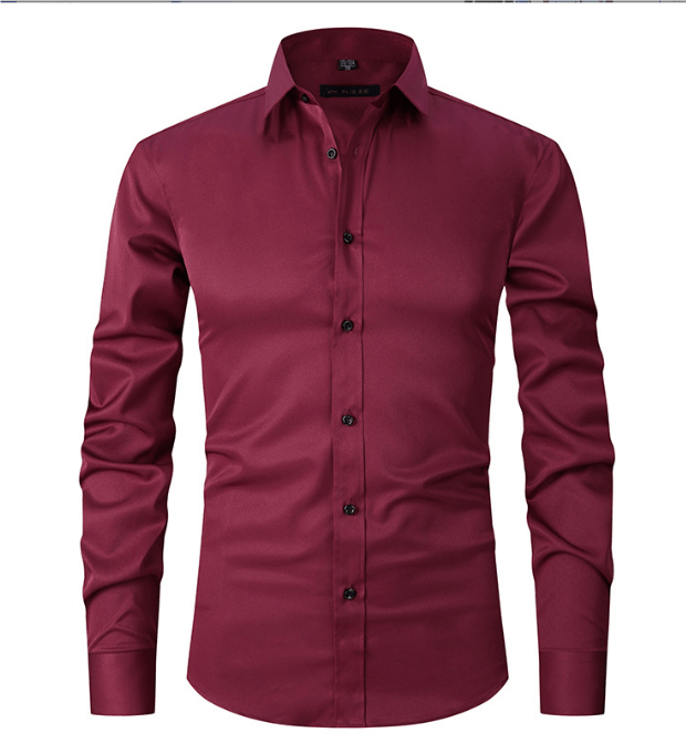 Button-Up Shirt | Long Sleeve | Slim Fit | Dress Shirt | Men's Non Iron Shirt-Hemden-Chaps of London-Red-S-Chaps of London