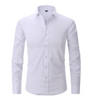 Button-Up Shirt | Long Sleeve | Slim Fit | Dress Shirt | Men's Non Iron Shirt-Hemden-Chaps of London-White-S-Chaps of London