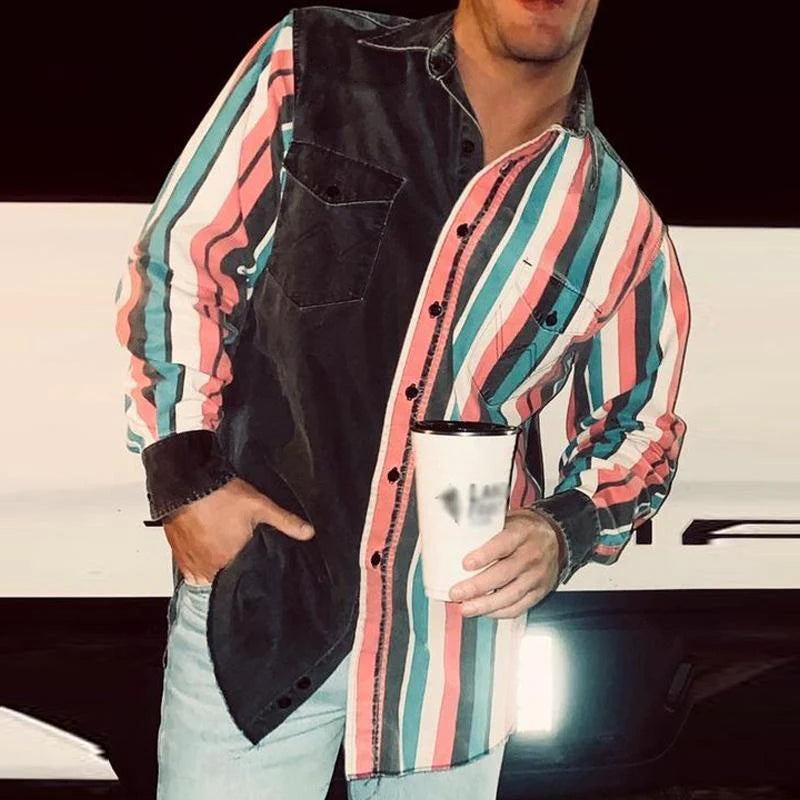 Button-Up Shirt - Long Sleeve - Striped - Retro Shirt - Men's Shirt-Chaps of London-Chaps of London