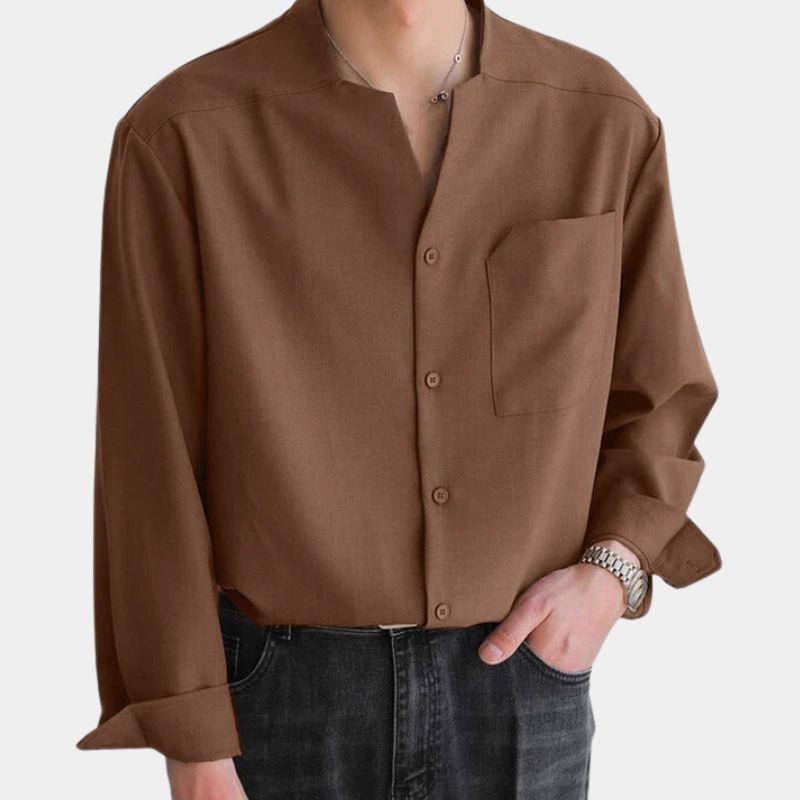 Button-Up Shirt - Men's Casual Loose Fit Long Sleeve Dress Shirt-Chaps of London-Chaps of London