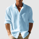 Button-Up Shirt - Men's Lightweight Lapel Long Sleeve Summer Shirt-Chaps of London-Blue-S-Chaps of London
