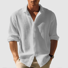 Button-Up Shirt - Men's Lightweight Lapel Long Sleeve Summer Shirt-Chaps of London-Gray-S-Chaps of London