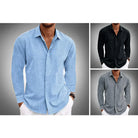 Button-Up Shirt - Men's Long Sleeve Collared Cotton Linen Shirt-Shirt-Chaps of London-Chaps of London