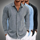 Button-Up Shirt - Men's Long Sleeve Collared Cotton Linen Shirt-Shirt-Chaps of London-Chaps of London