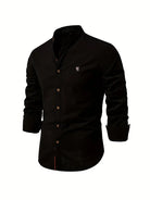 Button-Up Shirt | Slim Fit | Lightweight | Long Sleeve Shirt | Men's Shirt-Chaps of London-Black-XS-Chaps of London