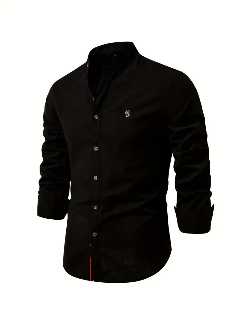 Button-Up Shirt | Slim Fit | Lightweight | Long Sleeve Shirt | Men's Shirt-Chaps of London-Black-XS-Chaps of London