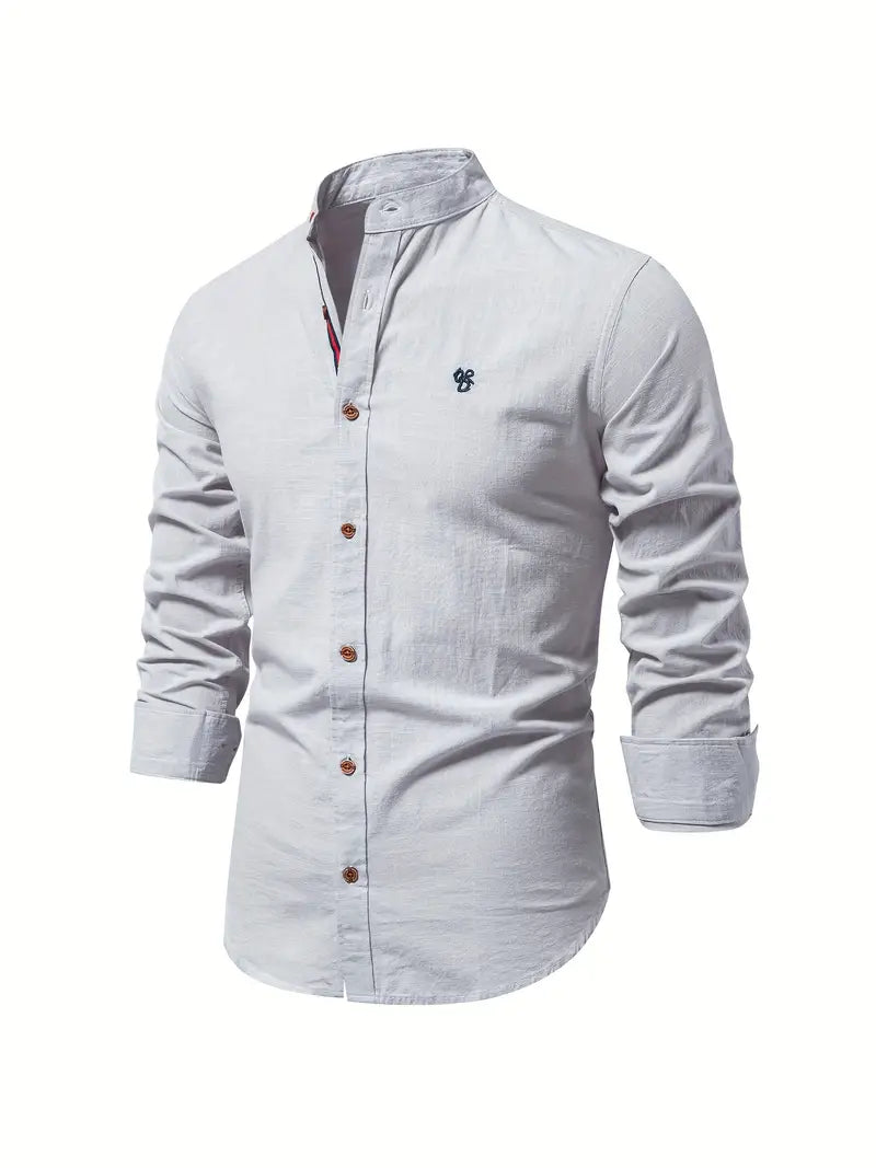 Button-Up Shirt | Slim Fit | Lightweight | Long Sleeve Shirt | Men's Shirt-Chaps of London-Gray-XS-Chaps of London