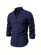 Button-Up Shirt | Slim Fit | Lightweight | Long Sleeve Shirt | Men's Shirt-Chaps of London-Navy Blue-XS-Chaps of London