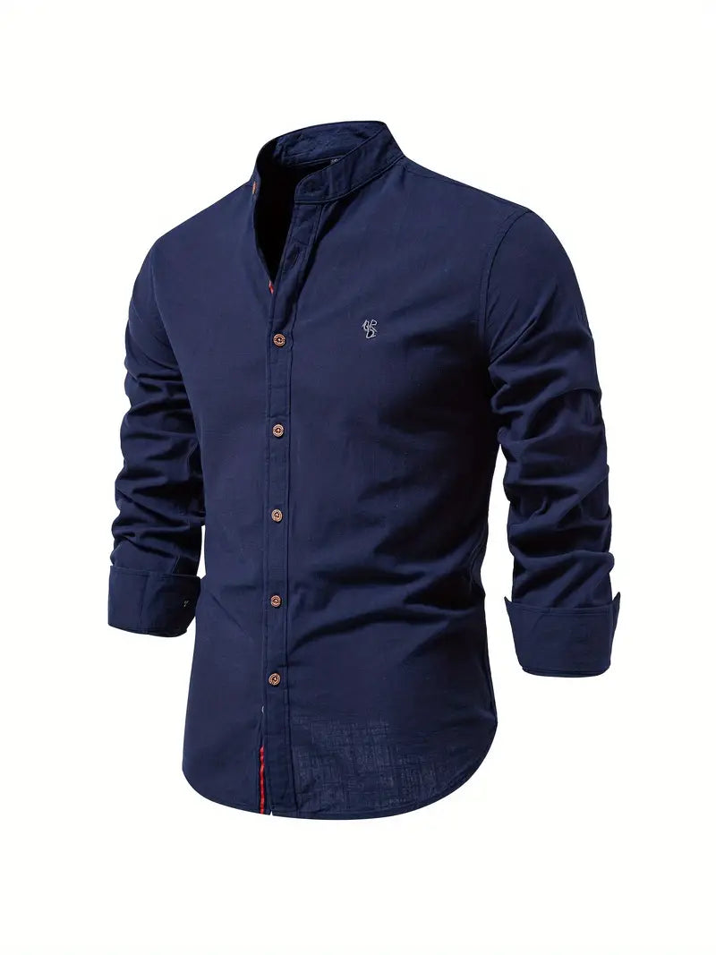 Button-Up Shirt | Slim Fit | Lightweight | Long Sleeve Shirt | Men's Shirt-Chaps of London-Navy Blue-XS-Chaps of London