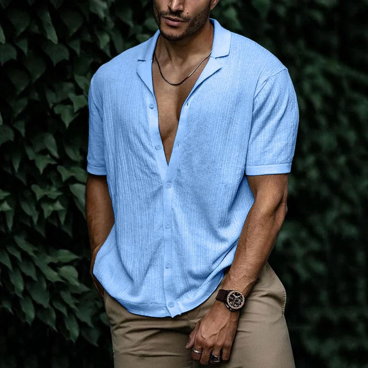 Button-Up Short Sleeve Shirt | Lightweight | Loose Fit | Polo Shirt | Men's Shirts-Men's Top-Chaps of London-Chaps of London
