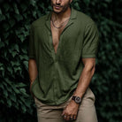 Button-Up Short Sleeve Shirt | Lightweight | Loose Fit | Polo Shirt | Men's Shirts-Men's Top-Chaps of London-Green-S-Chaps of London