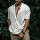 Button-Up Short Sleeve Shirt | Lightweight | Loose Fit | Polo Shirt | Men's Shirts-Men's Top-Chaps of London-White-S-Chaps of London