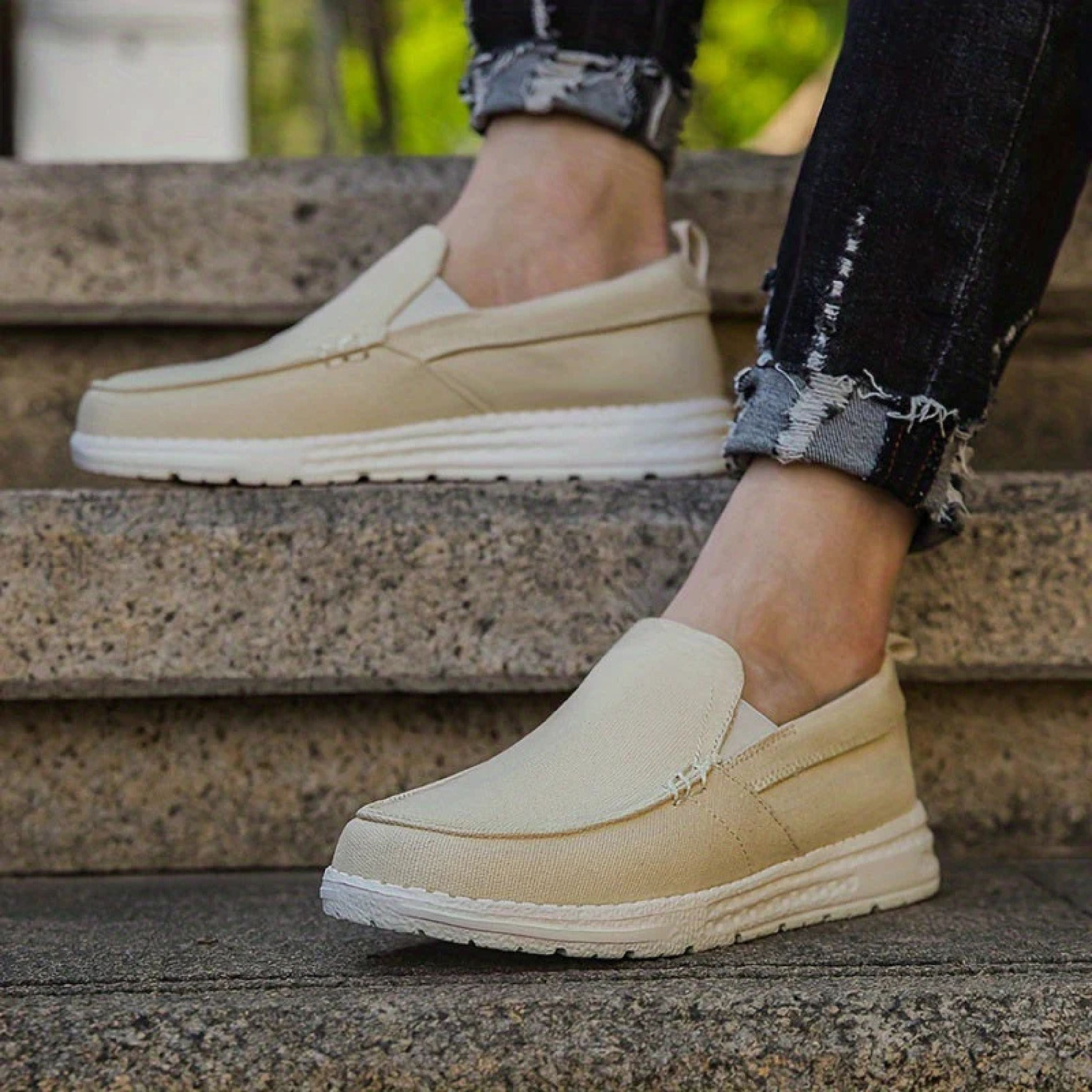 Canvas Shoes - Men's Orthopedic Slip-On Walking Shoes Loafers-Chaps of London-Khaki-39-Chaps of London