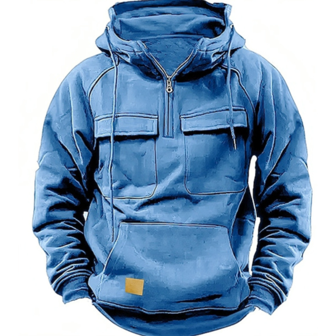 Cargo Hoodie - Men's Warm Cozy Casual Pullover Hoodie-New Arrivals-Chaps of London-Blue-S-Chaps of London