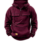 Cargo Hoodie - Men's Warm Cozy Casual Pullover Hoodie-New Arrivals-Chaps of London-Wine Red-S-Chaps of London