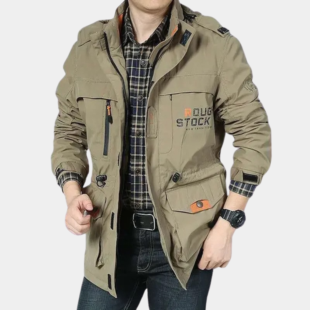 Cargo Jacket - Men's Lightweight Outdoor Summer Jacket with Pockets-Chaps of London-Khaki-S-Chaps of London