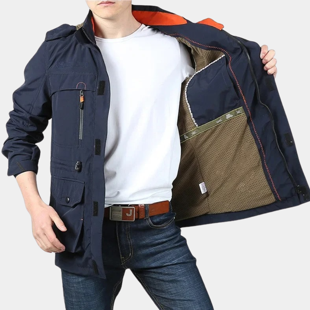 Cargo Jacket - Men's Lightweight Outdoor Summer Jacket with Pockets-Chaps of London-Navy Blue-S-Chaps of London