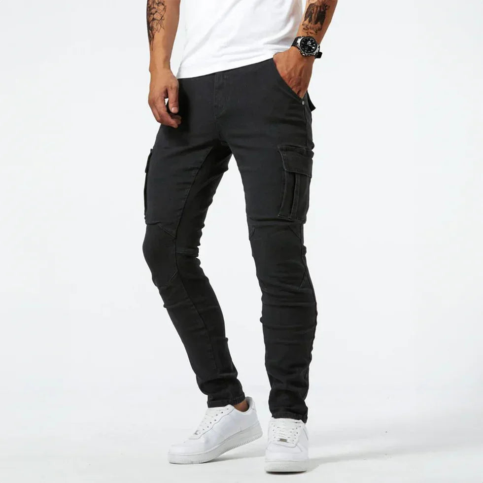 Cargo Jeans - Stretch - Skinny - Cargo Pants - Men's Pants-Chaps of London-Black-XS-Chaps of London