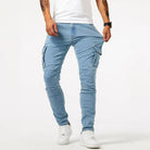 Cargo Jeans - Stretch - Skinny - Cargo Pants - Men's Pants-Chaps of London-Blue-XS-Chaps of London