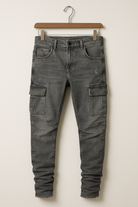 Cargo Jeans | Stretchy | Pockets | Skinny Jeans | Men's Pants-Jeans-Chaps of London-Gray-S-Chaps of London