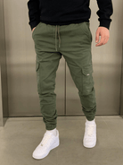 Cargo Joggers | Drawstring | Skinny | Cargo Pants | Men's Trousers-Cargo Joggers-Chaps of London-Army Green-XS-Chaps of London