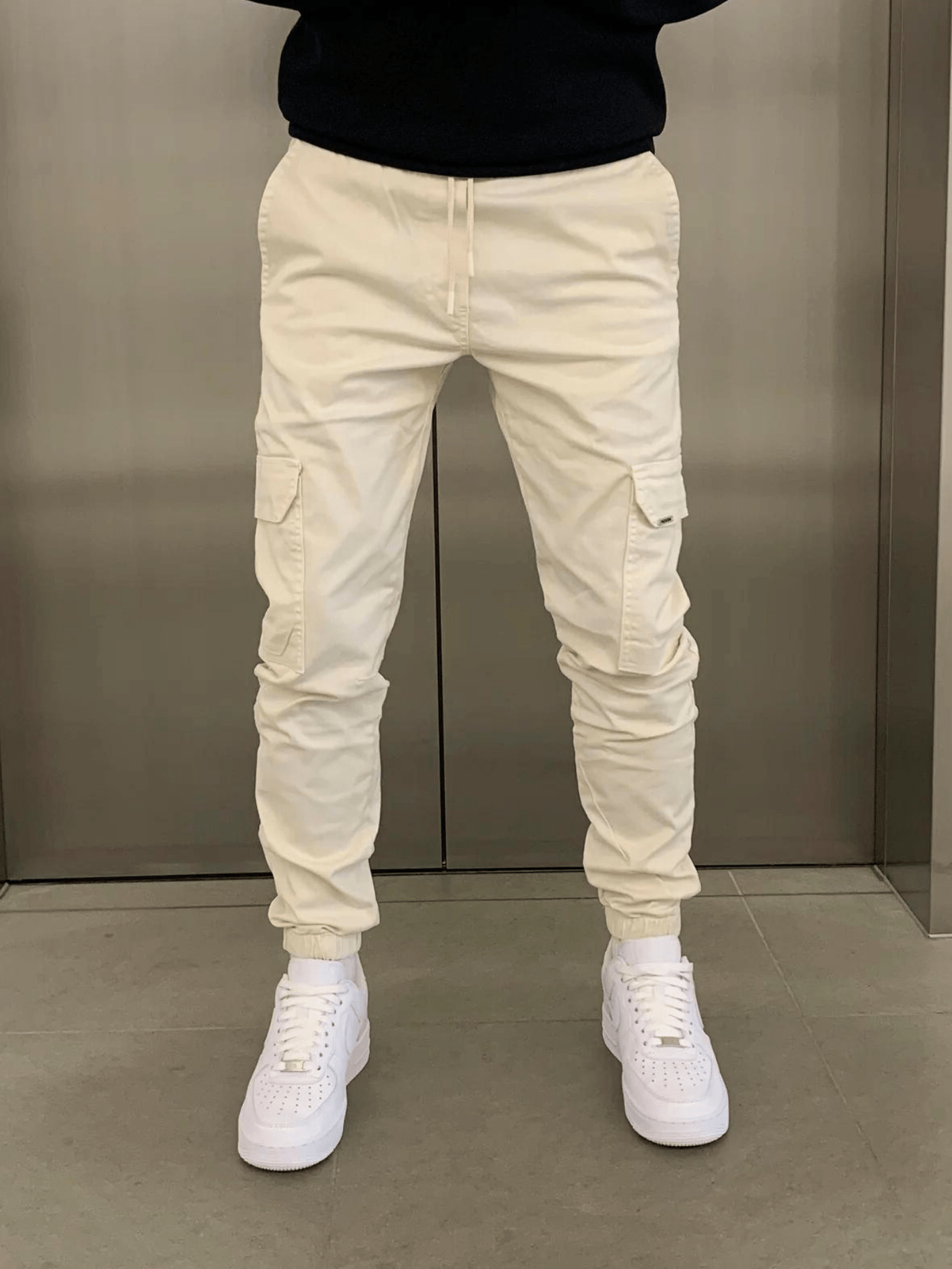 Cargo Joggers | Drawstring | Skinny | Cargo Pants | Men's Trousers-Cargo Joggers-Chaps of London-Beige-XS-Chaps of London