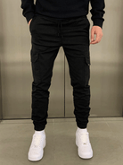 Cargo Joggers | Drawstring | Skinny | Cargo Pants | Men's Trousers-Cargo Joggers-Chaps of London-Black-XS-Chaps of London