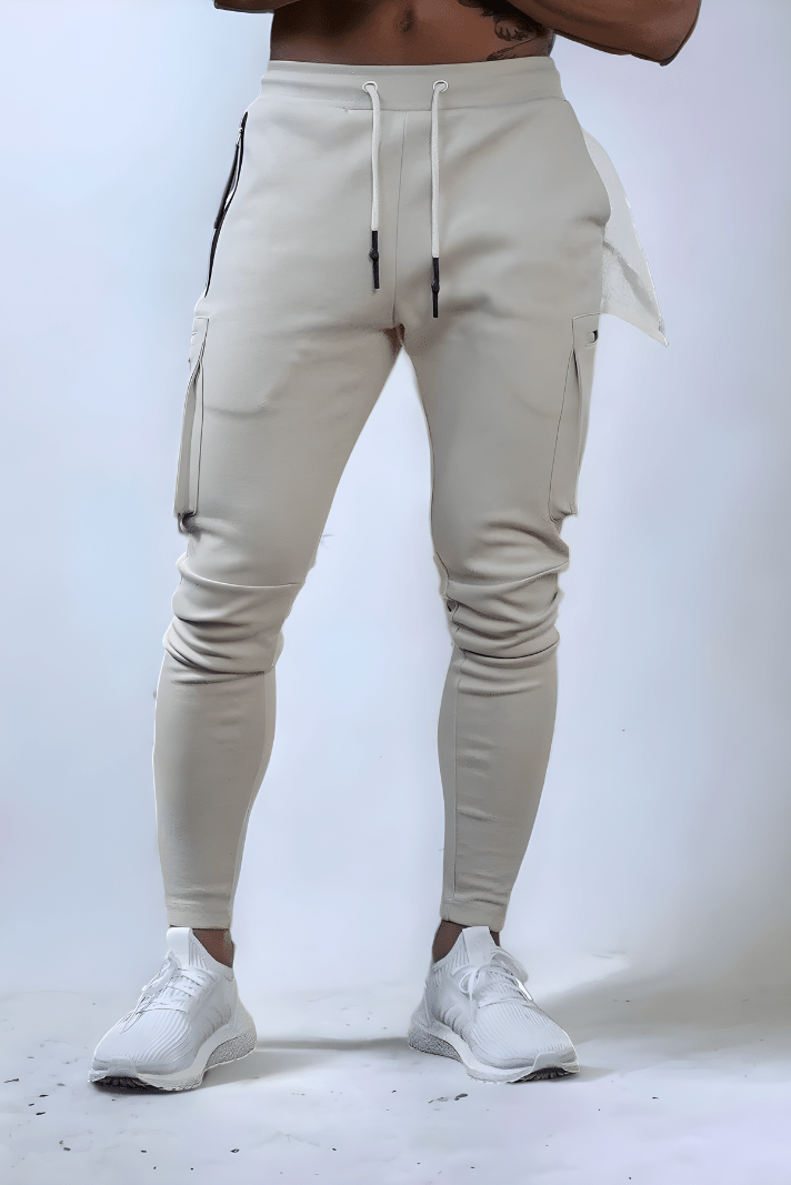 Cargo Joggers - Drawstring - Sweatpants - Cargo Pants - Men's Track Pants-Chaps of London-Beige-S-Chaps of London